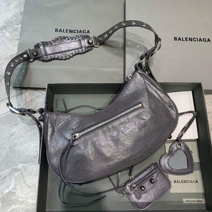 Balenciaga 67130723 Women's Le Cagole Small Shoulder Bag Arena lambskin In Grey - Default Title - View 2