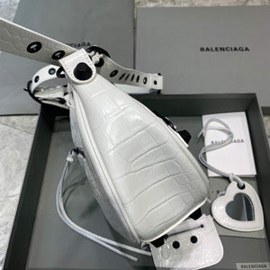 Balenciaga 67130723 Women's Le Cagole Small Shoulder Bag Crocodile Embossed In White - Default Title - View 3