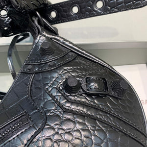 Balenciaga 67130723 Women's Le Cagole Small Shoulder Bag Crocodile Embossed In Black - Default Title - View 5