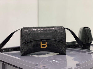 Balenciaga 671355 Women's Downtown XS Shoulder Bag Crocodile Embossed Black - Default Title - View 1