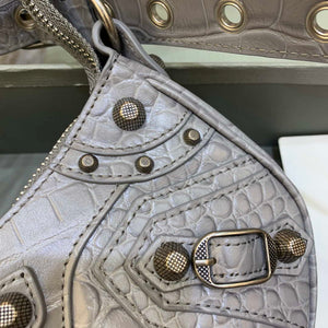 Balenciaga 6940271VG9 Le Cagole Mini Multipouch in Gray Crocodile - Default Title - View 5
