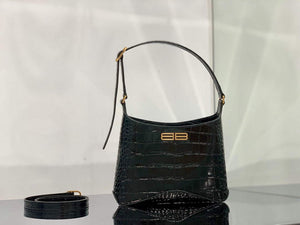 Balenciaga 695589 Women's XX Small Hobo Bag Crocodile Embossed Black - Default Title - View 2