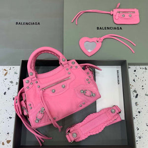 Balenciaga 700451210B Neo Cagole City Handbag in Denim Rose Red - Default Title - View 1