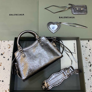 Balenciaga 700940210B Neo Cagole City Handbag in Sliver Grey Arena Lambskin - Default Title - View 2