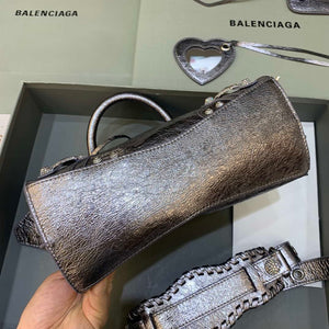 Balenciaga 700940210B Neo Cagole City Handbag in Sliver Grey Arena Lambskin - Default Title - View 4