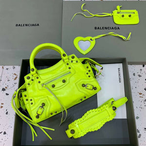 Balenciaga 700940210B Neo Cagole City Handbag in Lemon Yellow Arena Lambskin - Default Title - View 1
