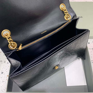 Balenciaga 716332210 Crush Large Chain Bag in Black crushed calfskin aged Gold - Default Title - View 7