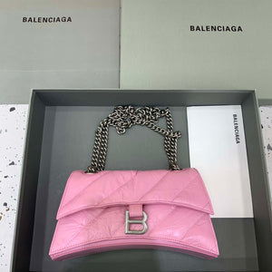 Balenciaga 716351210I Crush Small Chain Bag Quilted in Pink metallized crushed calfskin Silver - Default Title - View 1