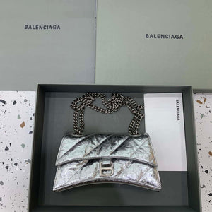 Balenciaga 716351210I Crush Small Chain Bag Quilted in silver metallized crushed calfskin aged-silver hardware - Default Title - View 1