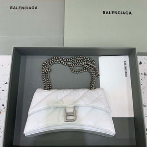 Balenciaga 716351210I Crush Small Chain Bag Quilted in White metallized crushed calfskin Silver - Default Title - View 1
