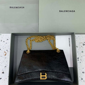 Balenciaga 716393210I Crush Medium Chain Bag in black crushed calfskin aged Gold - Default Title - View 1