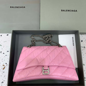 Balenciaga 716393210I Crush Medium Chain Bag in Pink crushed calfskin aged Silver - Default Title - View 1