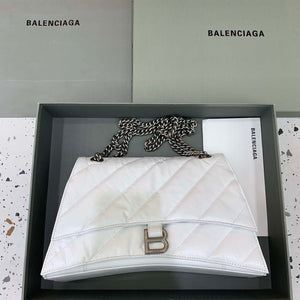 Balenciaga 716393210I Crush Medium Chain Bag in White crushed calfskin aged Silver - Default Title - View 1