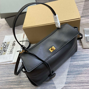 Balenciaga 7897722AA4V1000 Rodeo Medium Handbag in black smooth calfskin - Default Title - View 3