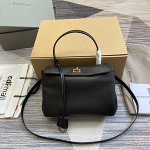 Balenciaga 7897792AA4V1000 Rodeo Small Handbag in black smooth calfskin - Default Title - View 1
