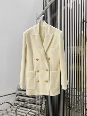 Balmain YH0UB071WB54 Women's Fashion Clothing Long wool coat B73540 - S - View 1
