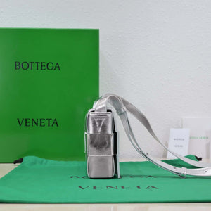 Bottega Veneta BV 578004 Cassette Cross-body bag soft lambskin leather Silver - Default Title - View 3