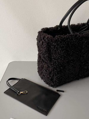 Bottega Veneta BV 652867 Arco Tote Intreccio shearling Black - Default Title - View 5