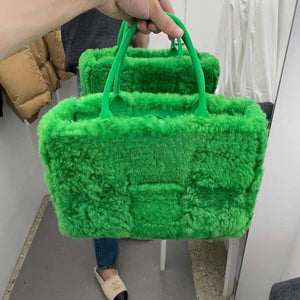 Bottega Veneta BV 652867 Arco Tote Intreccio shearling Green - Default Title - View 1
