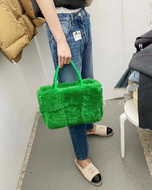 Bottega Veneta BV 652867 Arco Tote Intreccio shearling Green - Default Title - View 2