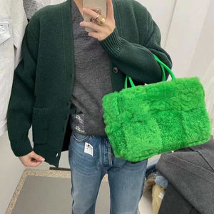 Bottega Veneta BV 652867 Arco Tote Intreccio shearling Green - Default Title - View 3