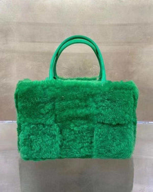 Bottega Veneta BV 652867 Arco Tote Intreccio shearling Green - Default Title - View 7