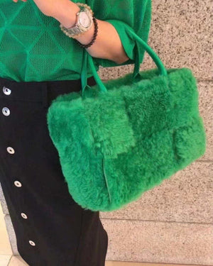 Bottega Veneta BV 652867 Arco Tote Intreccio shearling Green - Default Title - View 9