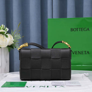 Bottega Veneta BV 666870 Cassette Intreccio grained leather cross-body bag Black - Default Title - View 1