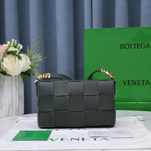 Bottega Veneta BV 666870 Cassette Intreccio grained leather cross-body bag Dark Green - Default Title - View 1