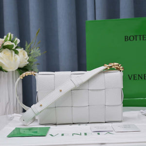 Bottega Veneta BV 666870 Cassette Intreccio grained leather cross-body bag White - Default Title - View 2