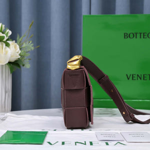 Bottega Veneta BV 666870 Cassette Intreccio grained leather cross-body bag Wine Red - Default Title - View 4