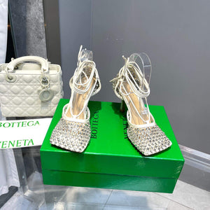 Bottega Veneta BV 667206 Rhinestone mesh and leather sandals V0GU11018 - 34 - View 9