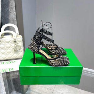 Bottega Veneta BV 667206 Rhinestone mesh and leather sandals V0GU11013 - 34 - View 7
