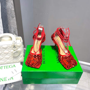 Bottega Veneta BV 667206 sequins mesh and leather sandals V0GU11022 - 34 - View 1