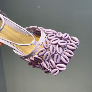 Bottega Veneta BV 690026 Hand-embroidered shell mesh and leather sandals - 34 - View 7
