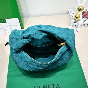 Bottega Veneta BV 690225 Teen Jodie intrecciato suede shoulder bag Lake Blue - Default Title - View 7