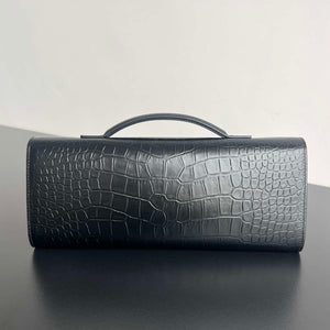 Bottega Veneta BV 741511 Long Clutch Andiamo With Handle Emerald Crocodile-grain Lambskin leather Black - Default Title - View 2