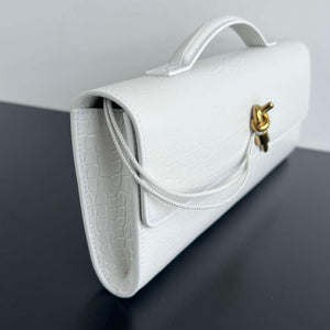 Bottega Veneta BV 741511 Long Clutch Andiamo With Handle Emerald Crocodile-grain Lambskin leather White - Default Title - View 3