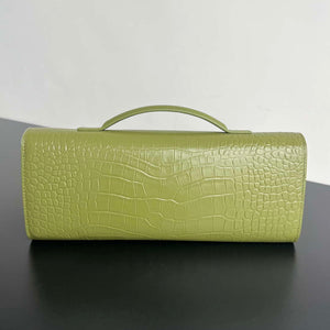 Bottega Veneta BV 741511 Long Clutch Andiamo With Handle Emerald Crocodile-grain Lambskin leather Lemon Green - Default Title - View 2
