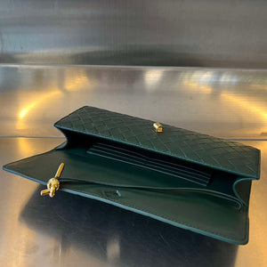 Bottega Veneta BV 741511 Long Clutch Andiamo With Handle Emerald Dark Green - Default Title - View 7