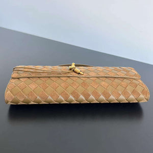 Bottega Veneta BV 741511 Long Clutch Andiamo With Handle Emerald Sand Suede - Default Title - View 4