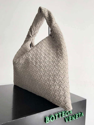 Bottega Veneta BV 763970 Large Hop Fondant Bag Gray Suede Leather - Default Title - View 2