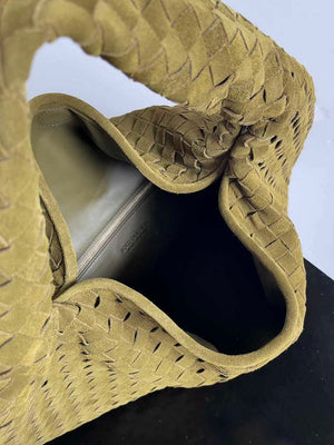 Bottega Veneta BV 763970 Large Hop Fondant Bag Lemon Yellow Suede Leather - Default Title - View 9