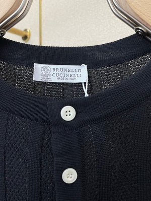 Brunello Cucinelli 262M0B137427 Cotton jersey crew neck T-shirt with faux-layering Bc1017 - Dark Blue / 48--M - View 7