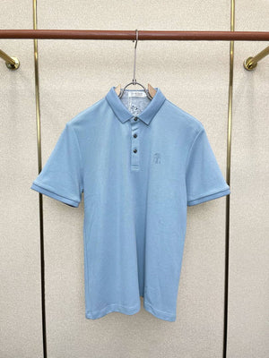 Brunello Cucinelli 262M29806505P Cotton textured Argyle lightweight knit polo shirt bc1004 - White / 48--M - View 3