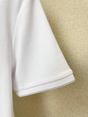 Brunello Cucinelli 262M29806505P Cotton textured Argyle lightweight knit polo shirt bc1004 - White / 48--M - View 10
