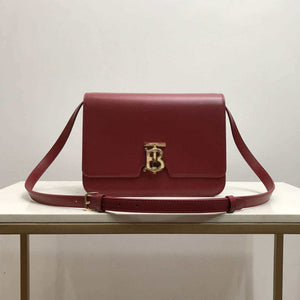 Burberry 80103371 Medium Leather TB Bag Wine Red - Default Title - View 1
