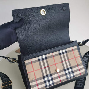 Burberry Vintage Check and Leather Note Crossbody Bag in Black - Default Title - View 5