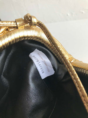 BV 585852 Bottega Veneta Mini Pouch Lambskin leather clutch with strap metallic Gold - Default Title - View 8