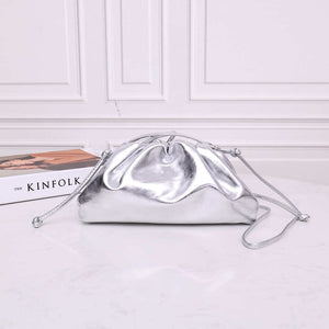 BV 585852 Bottega Veneta Mini Pouch intrecciato leather clutch with strap Slivery - Default Title - View 1